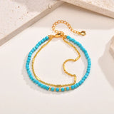 Strahlendes Gold-Türkis-Ketten-Armband