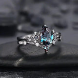 Gunmetal-Schwarz Saphir-Zirkonia-Ring-Set