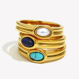 Vintage Goldring mit Naturstein