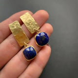 Boho quadratische Lapislazuli-Ohrhänger