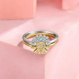 Zeitloses Silber Zirkonia Sonne-Mond Ring-Set