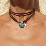 Vintage Boho Türkis-Anhänger-Halskette