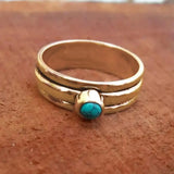 Boho mehrlagiger Türkis-Stein-Ring