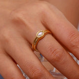 Vintage Goldring mit Naturstein