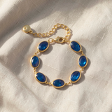 Saphir ovales Multi-Stein Gold-Glieder-Armband
