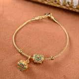 Antikes Gold-Türkis-Lotus-Armband
