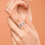 Zirkonia-Pfoten-Ring mit Herz- und Unendlichkeits-Design