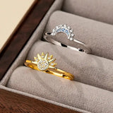 Zeitloses Silber Zirkonia Sonne-Mond Ring-Set