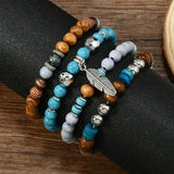 Boho Türkis-Perlen-Feder-Armband
