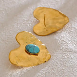 Vintage Gold-Türkis-Herz Set - Ohrringe, Ring & Armband