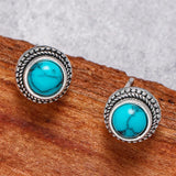 Vintage Boho Türkis-Imitat-Ohrstecker