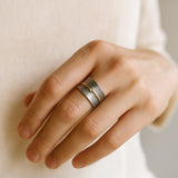 Vintage Silberring mit goldener Zirkonia-Linie