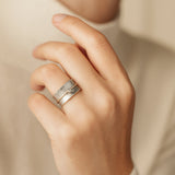 Vintage Silberring mit goldener Zirkonia-Linie