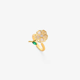 Smaragd Blatt-Blüten Drehring | Gold