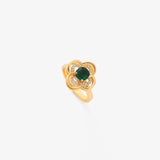 Klee-Halo Smaragd Drehring | Gold