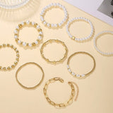 Premium Perlen-Stapelarmband 9er-Set