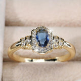 Erbstück Saphir-Halo-Kristall-Ring