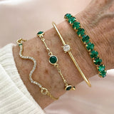 Geschichtetes Smaragd-Armband-Set