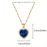 Blauer Saphir Herz-Halo-Anhänger-Halskette - Gold
