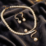 Elegantes Wellen-Perlen-Schmuckset