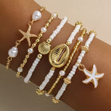 Küsten Gold- & Perlen-Armband 6er-Set