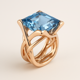 Vintage Roségold-Ring mit blauem Zirkonia
