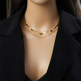 Sorella zweilagige Retro-Gold-Halskette mit Edelstein