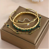 Geschichtetes Smaragd-Armband-Set