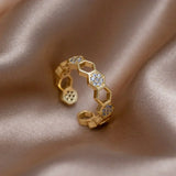 Kristall-Waben-Ring | Gold