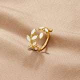 Neraya zarter offener Blatt-Ring | Gold