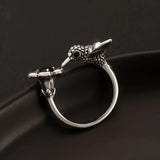 Kolibri- & Blüten-Ring - Verstellbarer offener Vogel-Ring für Damen