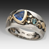 Vintage Ring mit blauem Kristall