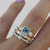 Ocean - Vintage Ring-Set mit blauem Kristall