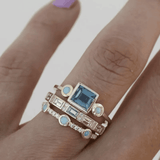 Ozean-Charm blaues Ring-Set