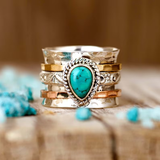 Antiker Gold-Silber-Ring mit eingelegtem Türkis