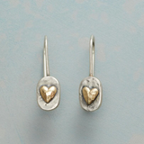 Vintage Ohrringe mit goldenem Herz in Silber - Haller