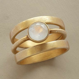 Vintage Goldring mit eingelegtem Mondstein