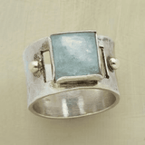 Vintage grüner quadratischer Mondstein-Ring