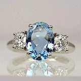Ring mit blauem Diamant-Kristall aus Sterlingsilber