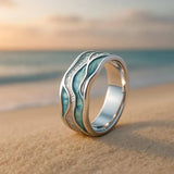 Türkis Seasilver Wellen-Ring