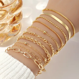 Stapelbares goldenes Perlen-Armband-Set