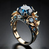 Exotischer Ring mit blauer Kristallblüte