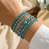 Türkis Boho-Perlen-Armband-Set