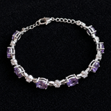 Elegantes Amethyst-Weißgold Ketten-Armband