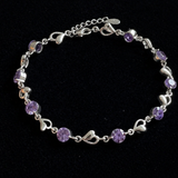Raffiniertes Amethyst-Herz-Charm-Armband