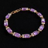 Elegantes Amethyst-Gold-Charm-Armband