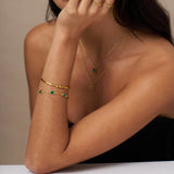 Smaragd-Gliederketten-Armband | Gold