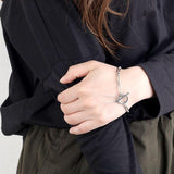 Glieder-T-Bar-Armband | Weißgold