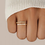 Virelle offener Ring mit Perle & Kristall | Gold